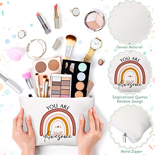 Rainbow Inspirational Canvas Makeup Bag Set - Thank You Gift for Women, 20 Pcs