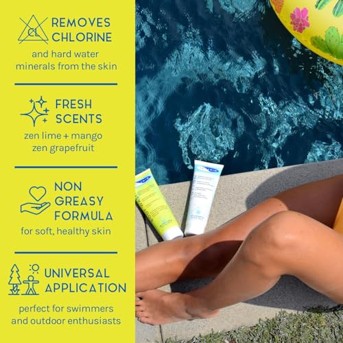 TRISWIM Chlorine Removal Body Wash & After Swim Lotion with Dermasport pH Balancing Cleanser, Hydrating Face Moisturizer, and Facial Sunscreen SPF 50 Bundle | Complete Skincare & Haircare for Swimmers