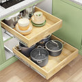Pull Out Cabinet Organizer, Soft Close Wooden Slide Out Drawers for Pots and Pans, Full-extension Roll Out Shelves for Kitchen Cabinets, Pantry Organization, Bottom & Side Mount(15"W X 21"D x 3.4''H)
