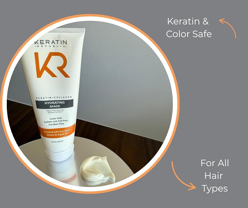 Keratin Collagen Hair Smoothing Cream 6.7 oz - Anti-Frizz, Heat Protect, Salon Quality