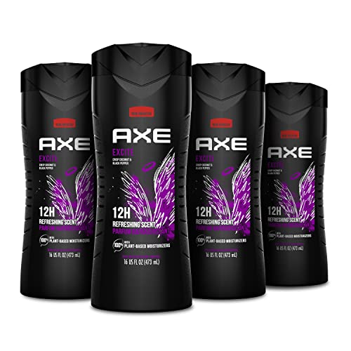 AXE Excite Body Wash Pack of 4 - 16 oz Men’s Shower Gel with Coconut & Black Pepper