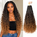 Boho Box Braids Crochet Hair 18 Inch with Curly Ends - Pre Looped Synthetic Hair for Black Women - Variation 1B/4/30