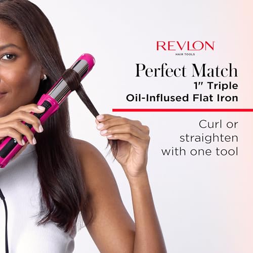 Revlon 1-Inch Ceramic Flat Iron with Curling Function & Adjustable Heat