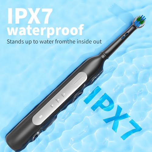 ORAFLIPP Black Electric Toothbrush with 3 Modes, 2-Minute Timer & 8 Replacements