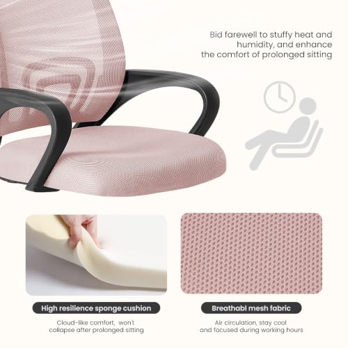 Pink Ergonomic Office Chair with Lumbar Support - 2 Pack