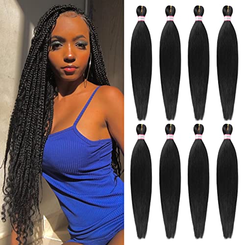 Pre Stretched Braiding Hair 8 Packs 26 Inch Yaki Straight Synthetic Extensions - Variation 1B