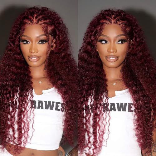 16 Inch Burgundy Burmese Curly Crochet Hair Bundles - 60g Pre-separated Human Hair, Feather Lightweight, Knotless & Reusable