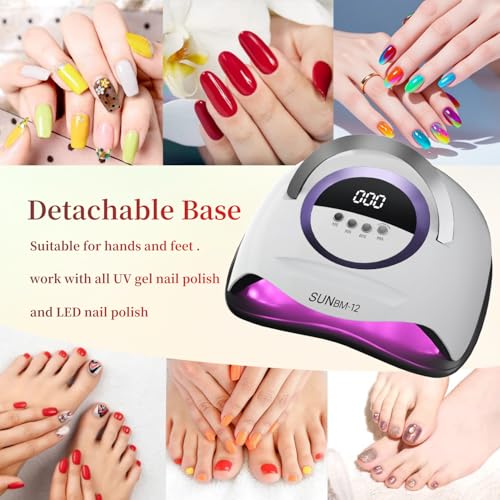 300W UV LED Nail Lamp with 72 Beads, Fast Curing Gel Polish, Automatic Sensor, 4 Timer Settings, Portable Nail Dryer