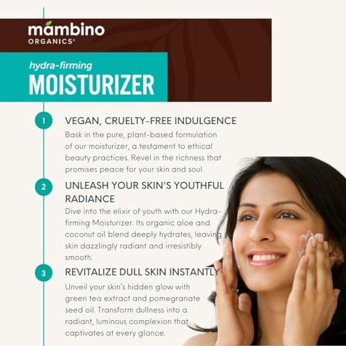 Mambino Organics Hydra-Firming Face Moisturizer, Vegan Facial Moisturizer with Moroccan Argan, Marula & Coconut Oils, Lightweight Hydrating Skincare, Cruelty-Free, 1.7 fl oz, 2-Pack
