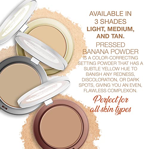 Bellapierre Pressed Banana Setting Powder Medium - Compact Color-Correcting Face Powder, Matte Translucent Finish, Under-Eye Brightening, Talc-Free