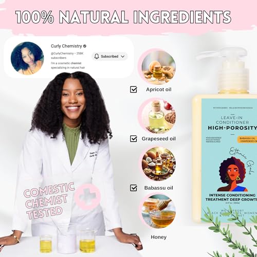 Ethnic Gals High Porosity Leave-In Conditioner with Shea Butter & Aloe - Moisturizing Curl Hydration for Natural Hair - 9.5 fl oz