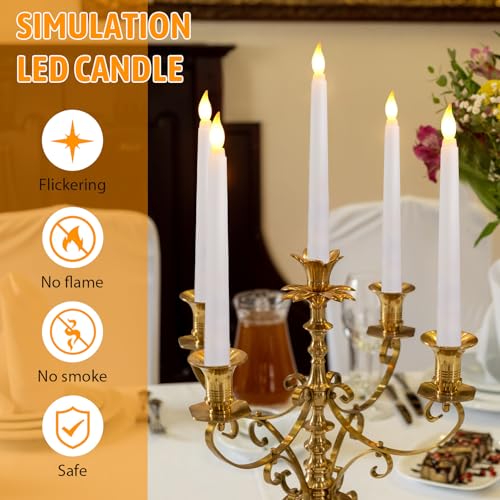 8.5 Inch White Flameless LED Taper Candles Bulk - Safe Romantic Decor