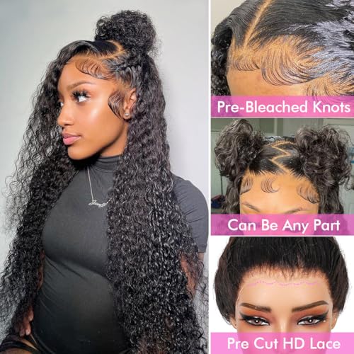 Deep Wave 360 Lace Frontal Wig 18 Inch Human Hair Pre Plucked Glueless