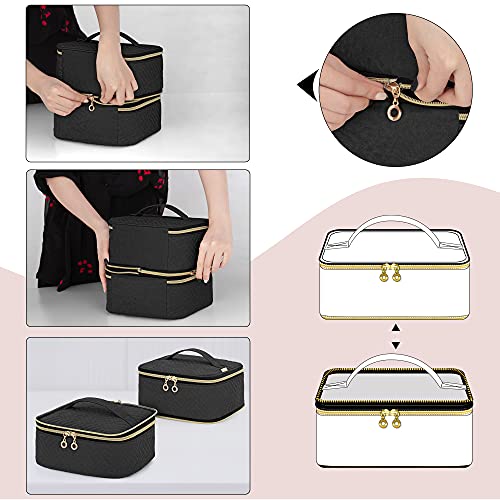 LUXJA Detachable 2 Layers Nail Polish Organizer - Hold 40 Bottles (15ml - 0.5 fl.oz), Nail Polish Case with Tools Storage Pockets (Patented), Black