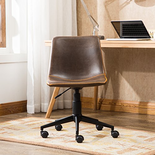 Roundhill Furniture Cesena Faux Leather Swivel Office Chair - Brown
