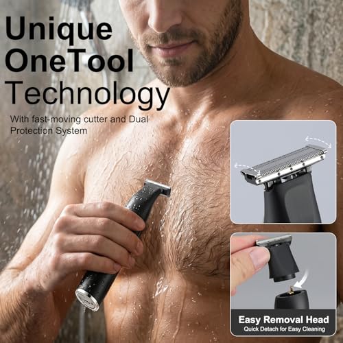 Men’s Waterproof Electric Shaver & Body Groomer - Painless Dual‑Sided Blade Trimmer with LED Display, USB-C Charging