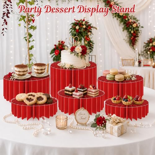 6-Pack Foldable Cake Display Risers for Catering & Dessert Tables