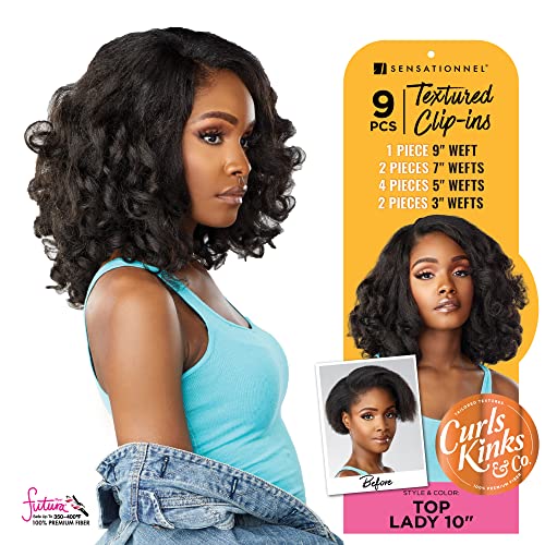 Sensationnel Curls & Kinks Clip-In Hair Extensions 10 Inch 1B OffBlack