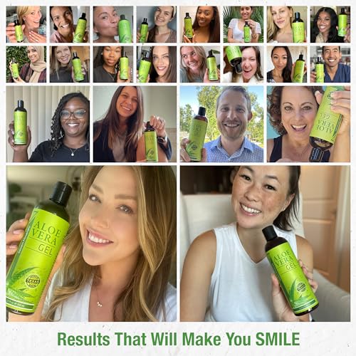 Seven Minerals Organic Aloe Vera Gel from freshly cut 100% Pure Aloe - Big 12oz - HighestQuality, Texas grown, Vegan, Unscented - For Face, Skin, Hair, Sunburn relief (Pack of 2)