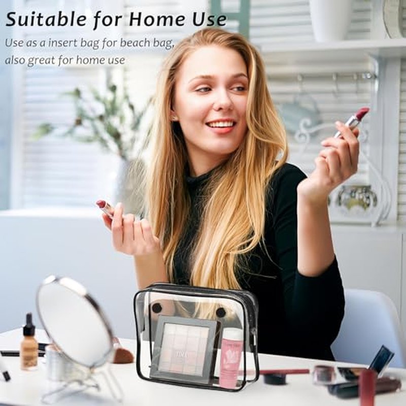 Clear Insert Bag Accessories for Beach Tote Bag, Clear Travel Storage Inner Pouch for Cosmetic, Toiletry & Makeup Brush Organizer Divider
