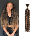 Deep Wave Human Braiding Hair - 14 Inch Highlight Balayage, 40G, No Weft - Boho Knotless Braids Variation P4/27
