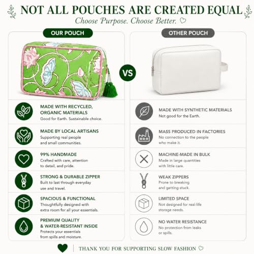 Large Capacity Travel Makeup Bag - Floral Lime & Pink Cosmetic Organizer