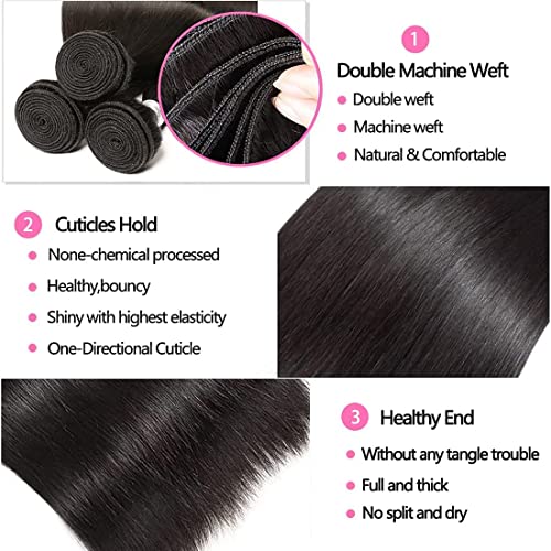 28 Inch Straight Human Hair Bundle - Brazilian Virgin Remy Hair, 100g, Natural Black, Angie Queen