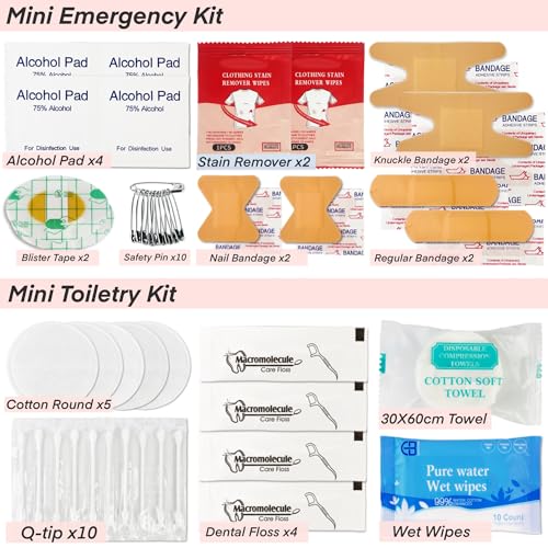 Travel Kit For Wedding And Honeymoon Emergency 32 Essential Items All In One Personal Care Set Toiletry Kit For Couples (Opaline White)