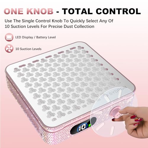 Nail Dust Collector FC01 1000Pa Pink Diamond - Cordless 8h, 360° Cyclone