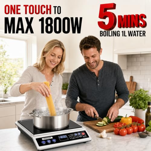 Portable Induction Cooktop - Max Power 1800W, 12-Hour Timer, Regular Variation