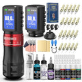 Wireless Tattoo Pen Kit with 2300mAh Battery and 20 Needles - Black