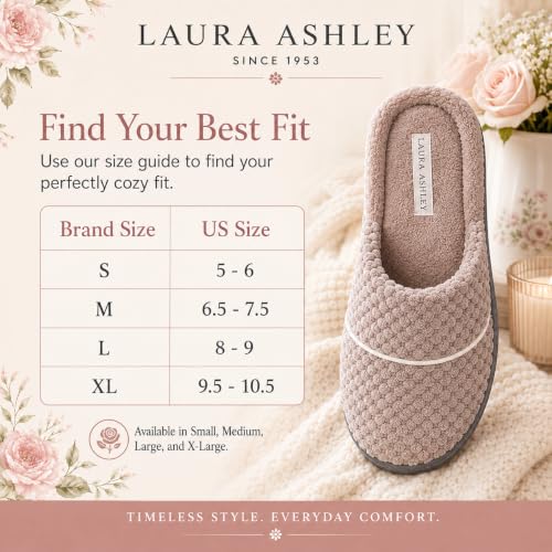 Laura Ashley Women's X-Large Stone Spa Slip-On Rugged Scuff Slippers with Cushioned Insole