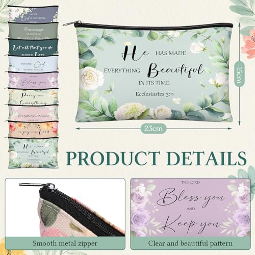 Marsui 36 Pcs Christian Gifts for Women Mother's Day Church, 12 Set Christian Makeup Bags Bible Verse Compact Makeup Mirrors Lipstick Lip Balm Holder Bulk Bible Study Supplies Religious Baptism Gifts