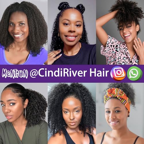 CindiRiver 22 Inch Afro Kinky Curly Clip-In Hair Extensions for Women, Remy Human Hair, #1B, 8 Pcs with 20 Clips