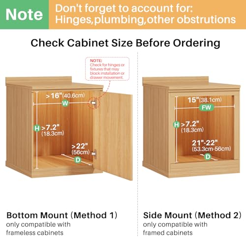 15-Inch Wide Pull Out Cabinet Organizer with Soft Close Drawers - Heavy Duty Solid Wood Shelves