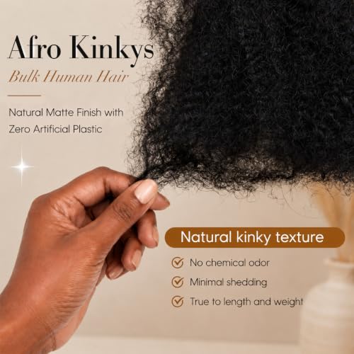 1b Natural Black Afro Kinkys Human Hair for Braiding - 12 Inch 100g Bulk