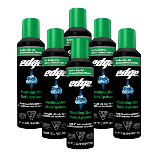 Edge Soothing Aloe Shaving Gel for Men 7 oz - Cooling & Moisturizing, 6 Pack
