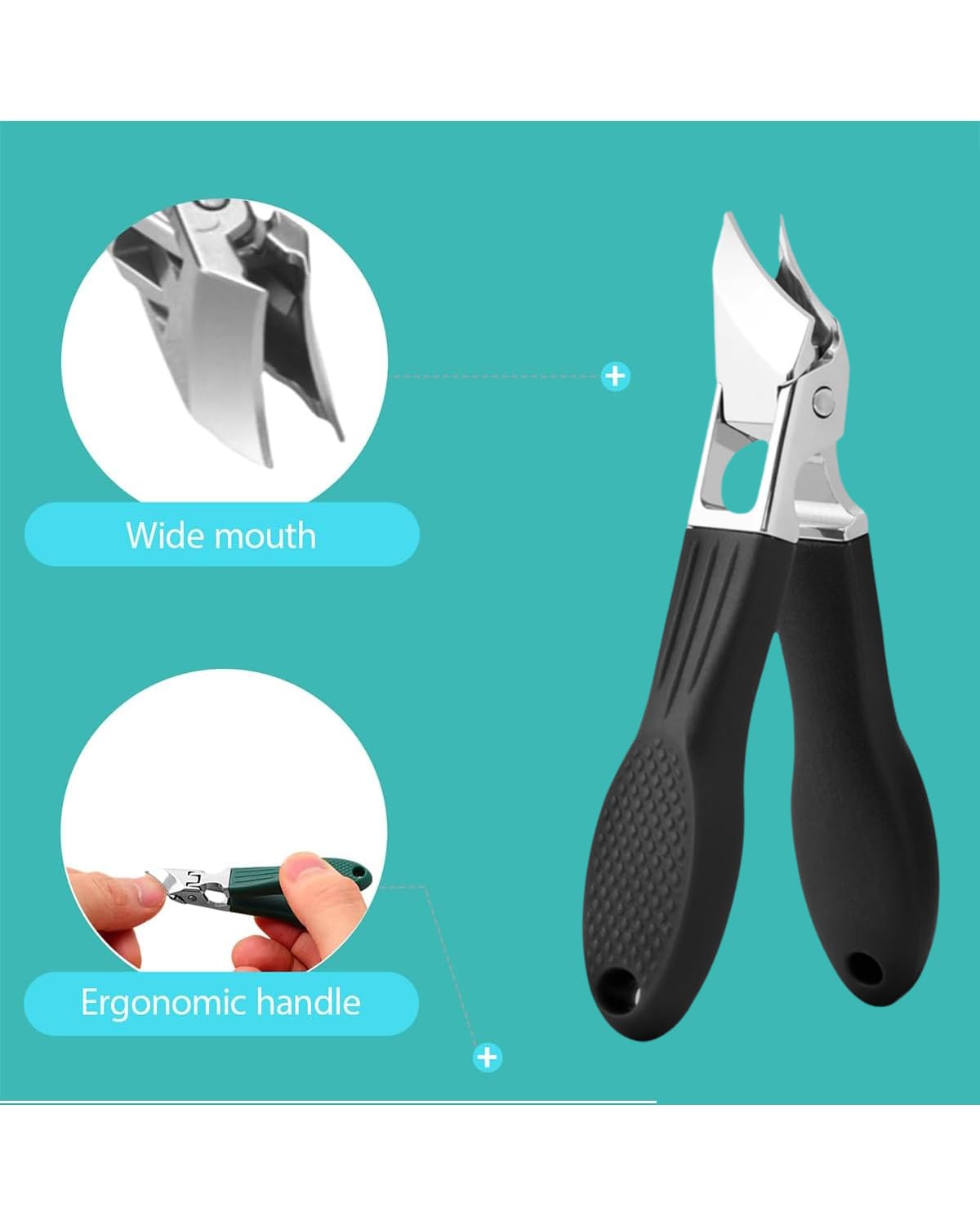 Eagle Beak Nail Clippers, Three Sets of Eagle Beak Beveled Nail Clippers, 2025 New Oblique Toenail Clippers, Wide Jaw Anti-Splash for Ingrown Toenails and Thick Nails for Seniors (Black)