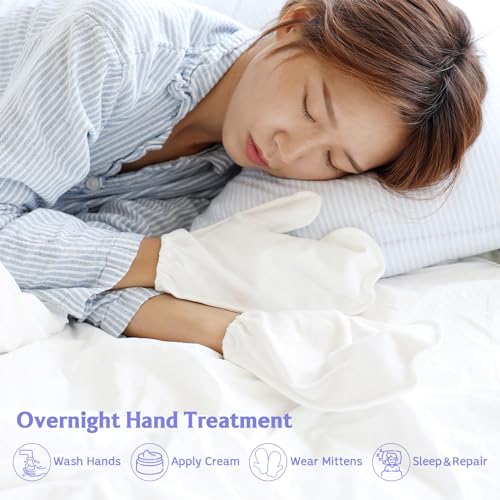 Medium Cotton Overnight Mitten Gloves for Dry Hands & Eczema - Pack of 3