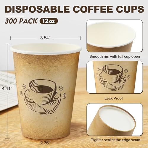Clawsoff 12OZ-1000 Disposable Coffee Cups 1000 Pack - Hot Paper Cups