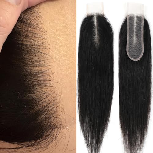 HD Lace Closure Human Hair 14 Inch Straight Virgin Hair 2x6 Middle Part