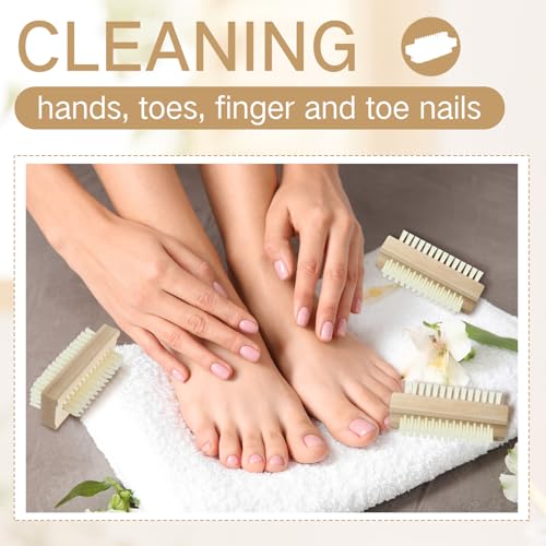 24 Pack Wooden Two-Sided Nail Brush for Deep Cleaning - Fingernails & Feet