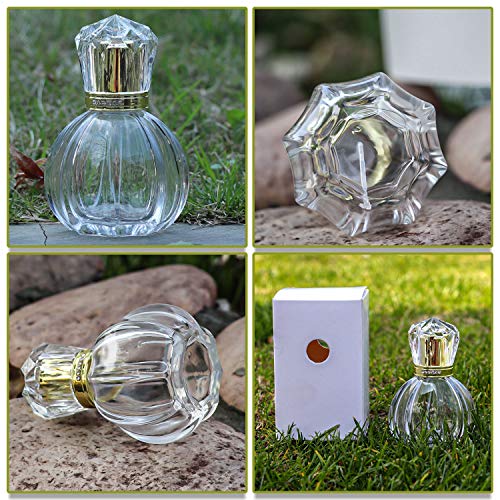2PCS Refillable Vintage Pumpkin-Shaped Glass Perfume Spray Bottles 50ML with Gold Nozzle