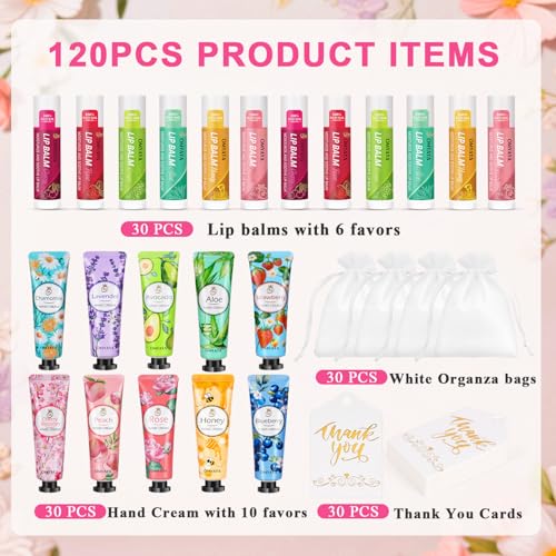 Bulk Lip Balm & Hand Cream Gift Set with Organza Bags - 30pcs for Women