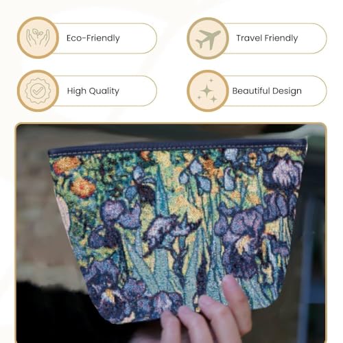 Vincent van Gogh Iris Makeup Bag - Canvas Women Bag with Artistic Pattern - Make Up Bag