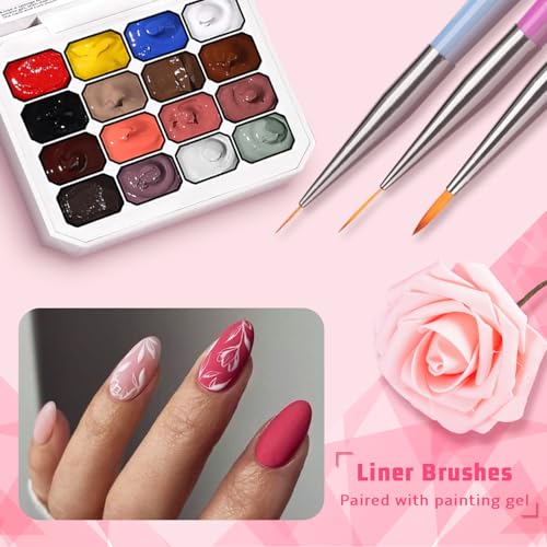 Sponges Pat Gel Nail Polish Palette, 16 Colors Blending Ombre Gel Polish Set Patting Gradient Painting Nails Art, No Wipe, UV/LED Cured, 100Sponges 6Brushes 1Grabber Tools Kit (Set 03)