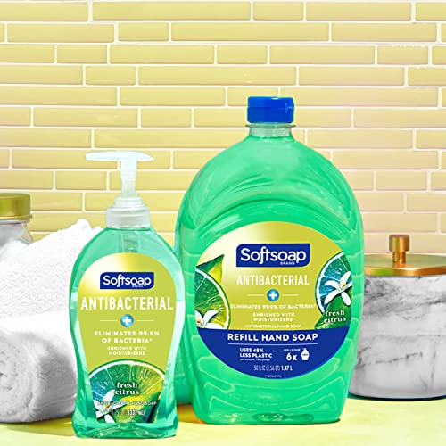 Softsoap Antibacterial Liquid Hand Soap,Fresh Citrus Scent Hand Soap,11.25 Ounce,(Pack of 12)