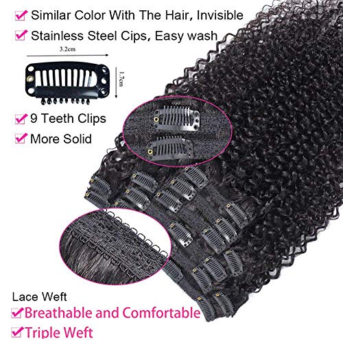 10 Inch Kinky Curly Clip-In Hair Extensions for Black Women - Virgin Human Hair