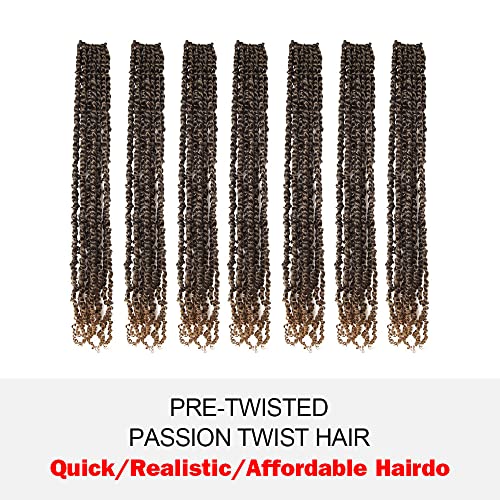 Pre-Twisted Passion Twist Crochet Hair 22 Inch for Black Women - Ombre Honey Blonde, Pack of 8