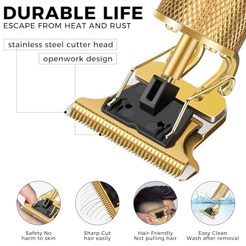 Premium Cordless Beard and Hair Trimmer for Men, Professional T-Blade Zero Gapped Rechargeable Grooming Kit, 4 Adjustable Limit Combs, Ideal Gift for Him, Unmatched Precision Luxury Care